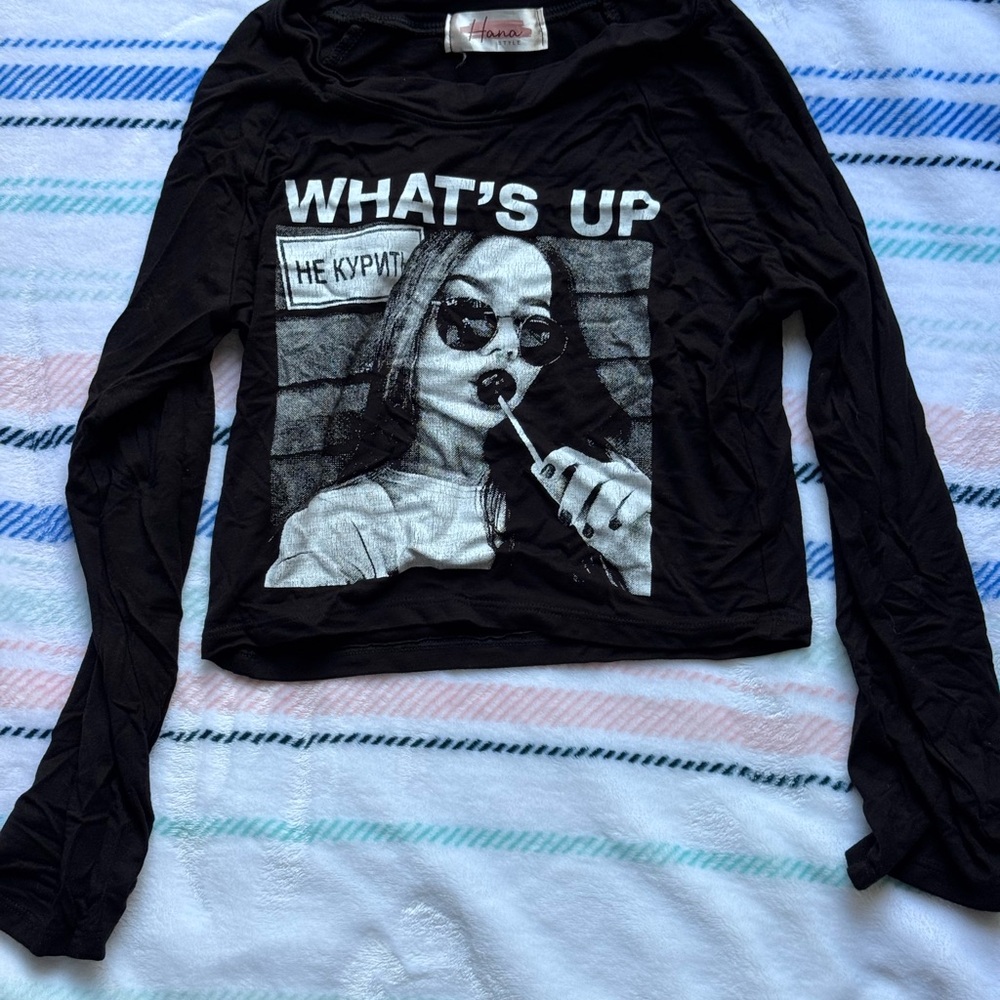 Black Long Sleeve Graphic Tee